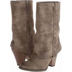 MIA Jeri Faux Suede Distressed Harness Boots